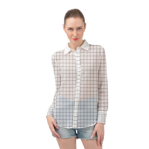 Aesthetic Black And White Grid Paper Imitation Long Sleeve Chiffon Shirt by genx