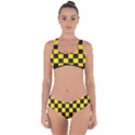 Checkerboard Pattern Black and Yellow Ancap Libertarian Criss Cross Bikini Set View1
