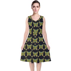 Butterflies With Wings Of Freedom And Love Life V-neck Midi Sleeveless Dress  by pepitasart
