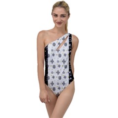 Black Golden Christmas Pattern Collection To One Side Swimsuit