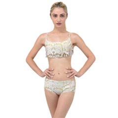 White And Gold Snakeskin Layered Top Bikini Set by mccallacoulture