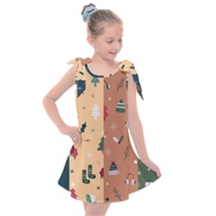 Flat Design Christmas Pattern Collection Kids  Tie Up Tunic Dress by Vaneshart