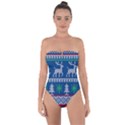 Knitted Christmas Pattern Tie Back One Piece Swimsuit View1