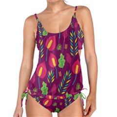 Tropical Flowers On Deep Magenta Tankini Set by mccallacoulture