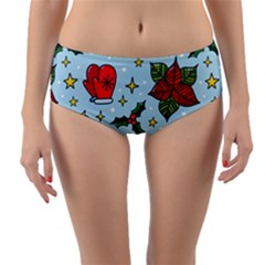 Colorful Funny Christmas Pattern Reversible Mid-waist Bikini Bottoms by Vaneshart