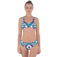 Teal And Plum Geometric Pattern Criss Cross Bikini Set by mccallacoulture