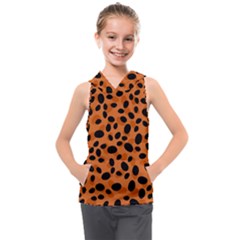 Orange Cheetah Animal Print Kids  Sleeveless Hoodie by mccallacoulture