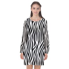 Thin Zebra Animal Print Long Sleeve Chiffon Shift Dress  by mccallacoulture