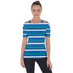 Stripey 3 Shoulder Cut Out Short Sleeve Top by anthromahe