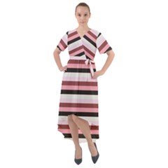 Stripey 5 Front Wrap High Low Dress by anthromahe