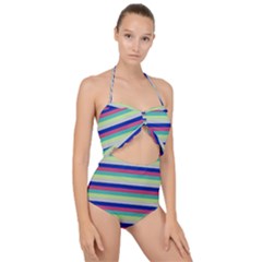 Stripey 6 Scallop Top Cut Out Swimsuit by anthromahe