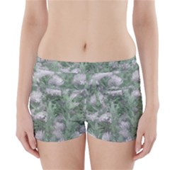Green And White Textured Botanical Motif Manipulated Photo Boyleg Bikini Wrap Bottoms by dflcprintsclothing