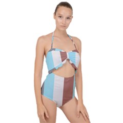 Stripey 17 Scallop Top Cut Out Swimsuit by anthromahe
