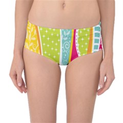 Abstract Lines Mid-waist Bikini Bottoms by designsbymallika