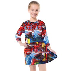 Red Aeroplane 6 Kids  Quarter Sleeve Shirt Dress by bestdesignintheworld