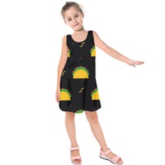Festive Seamless Pattern With National Taco Food Kids  Sleeveless Dress by Wegoenart