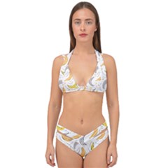 Seamless Stylish Pattern With Fresh Yellow Bananas Background Double Strap Halter Bikini Set by Wegoenart