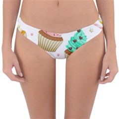 Seamless Pattern Yummy Colored Cupcakes Reversible Hipster Bikini Bottoms by Wegoenart
