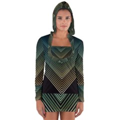Abstract Colorful Geometric Lines Pattern Background Long Sleeve Hooded T-shirt by Wegoenart