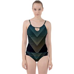 Abstract Colorful Geometric Lines Pattern Background Cut Out Top Tankini Set by Wegoenart