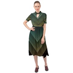 Abstract Colorful Geometric Lines Pattern Background Keyhole Neckline Chiffon Dress by Wegoenart
