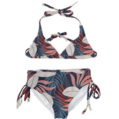 Fashionable Seamless Tropical Pattern With Bright Red Blue Flowers Kids  Classic Bikini Set by Wegoenart