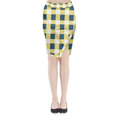 Diagonal Checkered Plaid Seamless Pattern Midi Wrap Pencil Skirt by Wegoenart