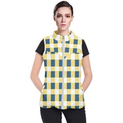 Diagonal Checkered Plaid Seamless Pattern Women s Puffer Vest by Wegoenart