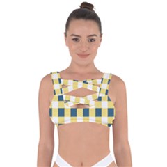 Diagonal Checkered Plaid Seamless Pattern Bandaged Up Bikini Top by Wegoenart