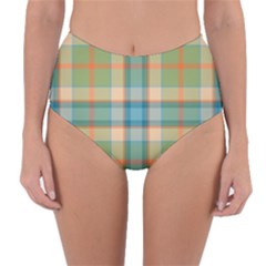 Tartan Scotland Seamless Plaid Pattern Vintage Check Color Square Geometric Texture Reversible High-waist Bikini Bottoms by Wegoenart