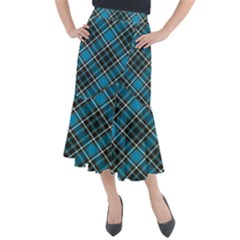Tartan Scotland Seamless Plaid Pattern Vintage Check Color Square Geometric Texture Midi Mermaid Skirt by Wegoenart