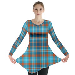 Tartan Scotland Seamless Plaid Pattern Vintage Check Color Square Geometric Texture Long Sleeve Tunic  by Wegoenart