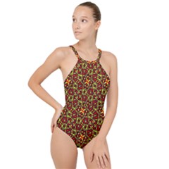 Rby-c-3-7 High Neck One Piece Swimsuit by ArtworkByPatrick