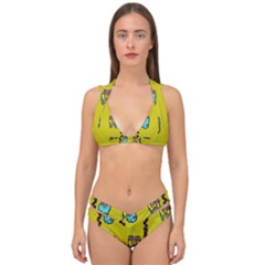 Peace People Hippie Friends And Free Living Fauna Double Strap Halter Bikini Set by pepitasart