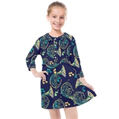 French Horn Kids  Quarter Sleeve Shirt Dress by BubbSnugg