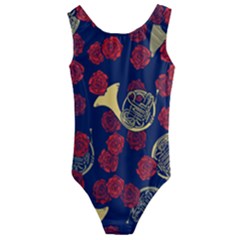 Roses French Horn  Kids  Cut-out Back One Piece Swimsuit by BubbSnugg