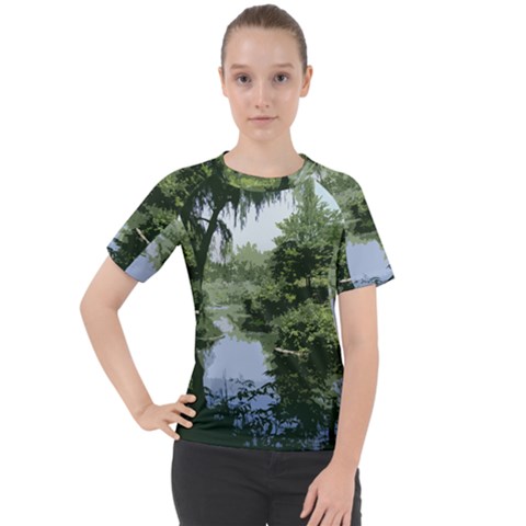 Away From The City Cutout Painted Women s Sport Raglan Tee by SeeChicago