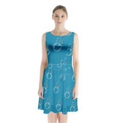 Bubble Group Pattern Abstract Sleeveless Waist Tie Chiffon Dress by Vaneshart