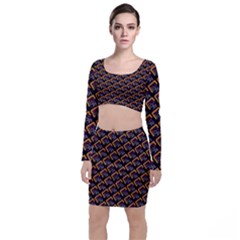 Abstract Orange Geometric Pattern Top And Skirt Sets by Vaneshart