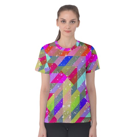 Multicolored Party Geo Design Print Women s Cotton Tee by dflcprintsclothing