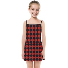 Block Fiesta - Apple Red & Black Kids  Summer Sun Dress by FashionBoulevard