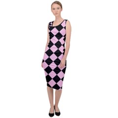 Block Fiesta - Blush Pink & Black Sleeveless Pencil Dress by FashionBoulevard