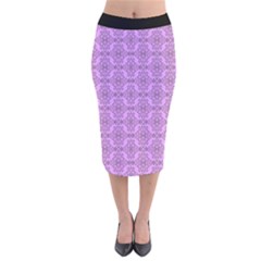Timeless - Black & Lavender Purple Velvet Midi Pencil Skirt by FashionBoulevard
