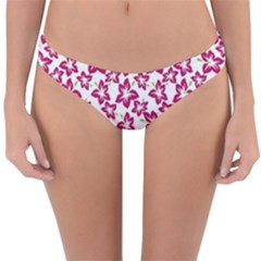 Cute Flowers - Peacock Pink White Reversible Hipster Bikini Bottoms by FashionBoulevard