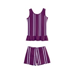 Nice Stripes - Boysenberry Purple Kids  Boyleg Swimsuit by FashionBoulevard