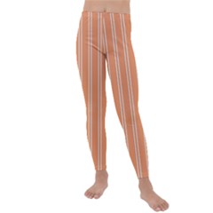 Nice Stripes - Cantaloupe Orange Kids  Lightweight Velour Leggings