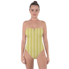 Nice Stripes - Ceylon Yellow Tie Back One Piece Swimsuit by FashionBoulevard