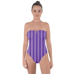 Nice Stripes - Imperial Purple Tie Back One Piece Swimsuit by FashionBoulevard