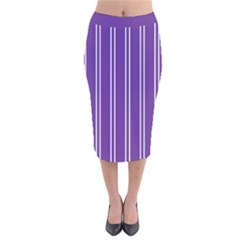 Nice Stripes - Imperial Purple Velvet Midi Pencil Skirt by FashionBoulevard