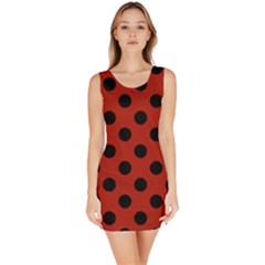 Polka Dots - Black On Apple Red Bodycon Dress by FashionBoulevard